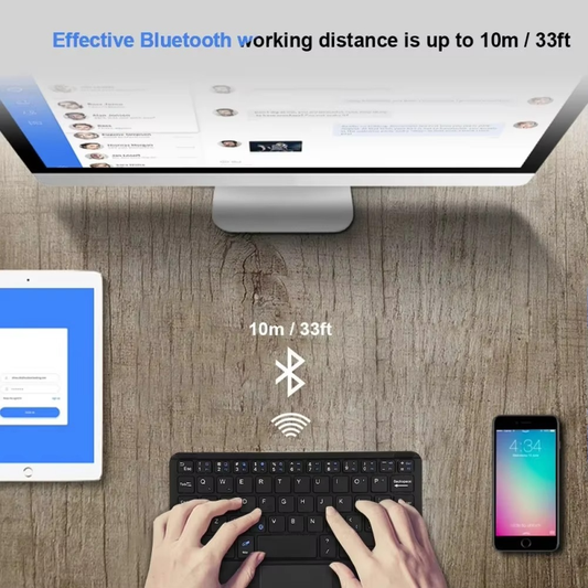 Multi-Device Wireless Bluetooth Keyboard with Touchpad