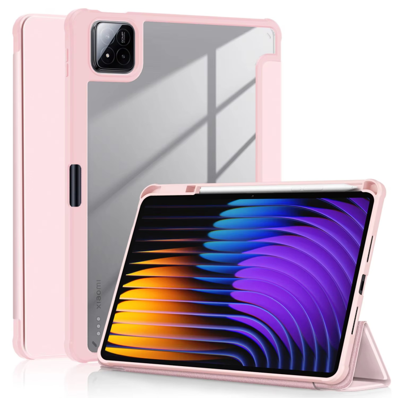 Protective Trifold Flip Cover with Clear Back & Pencil Slot for Redmi Pad 7, 11.16" Auto Wake/Sleep