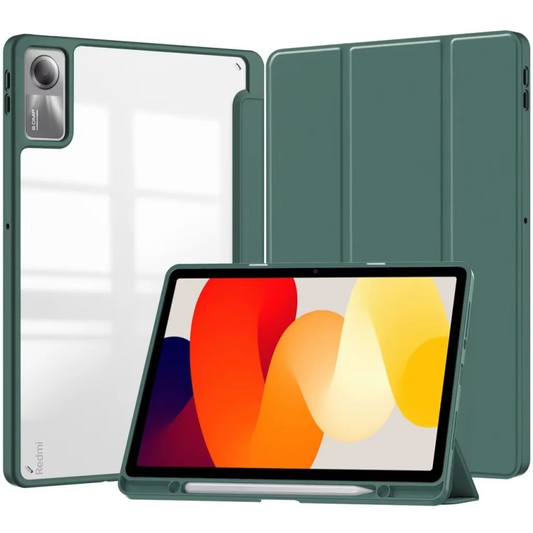 Protective Trifold Flip Cover with Clear Back & Pencil Slot for Redmi SE 5G (11 inch) Auto Wake/Sleep