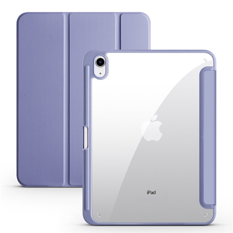 Protective Trifold Case with Clear Back & Pencil Slot for iPad 10.9" 10th Gen (2022), Auto Wake/Sleep