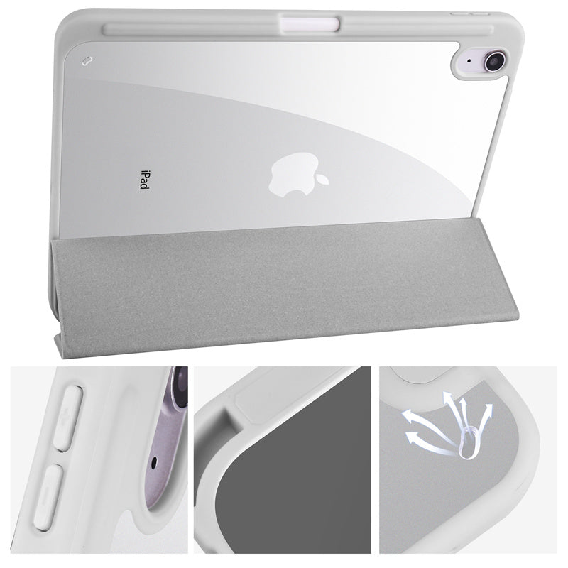 Protective Trifold Case with Clear Back & Pencil Slot for iPad 10.9" 10th Gen (2022), Auto Wake/Sleep