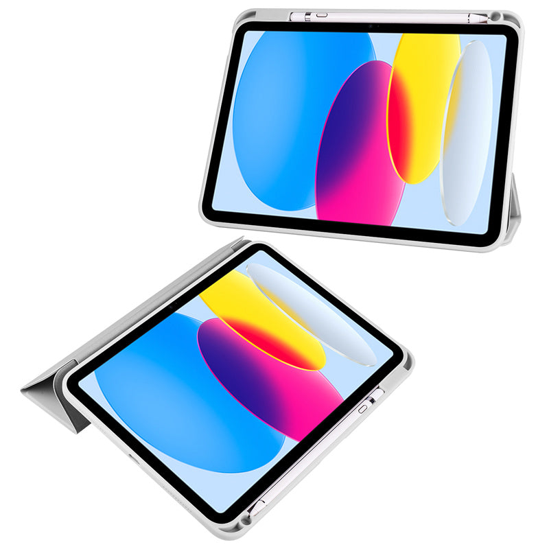 Protective Trifold Case with Clear Back & Pencil Slot for iPad 10.9" 10th Gen (2022), Auto Wake/Sleep