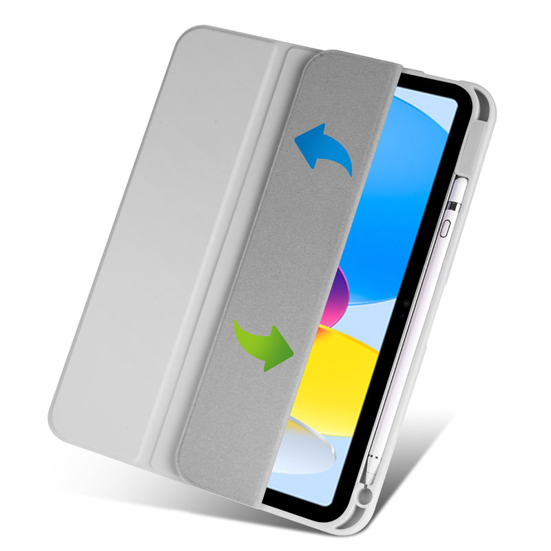 Protective Trifold Case with Clear Back & Pencil Slot for iPad 10.9" 10th Gen (2022), Auto Wake/Sleep