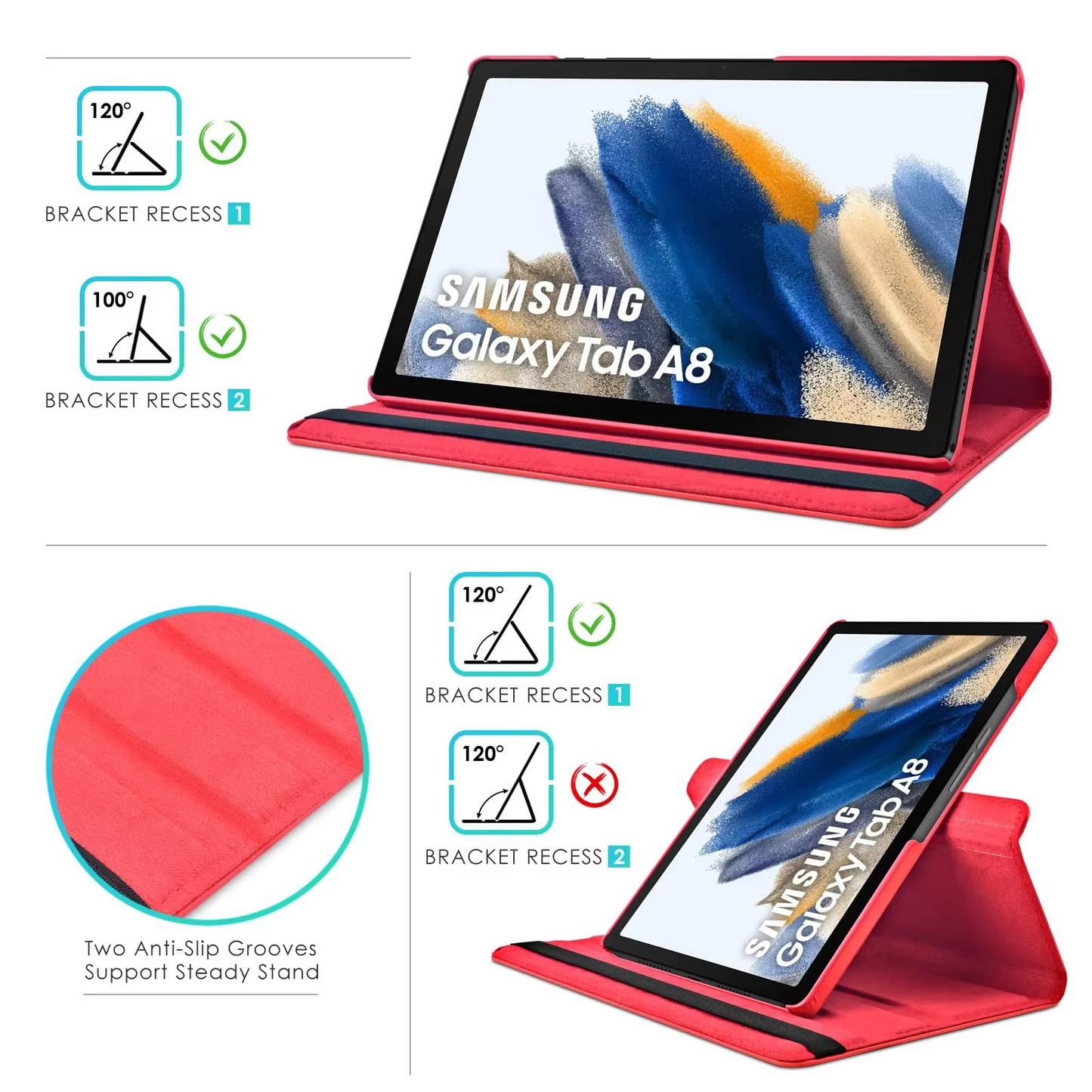 360° Rotating Premium PU Leather Case for Galaxy Tab A8 (10.5- inch)