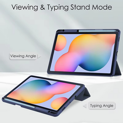 Protective Trifold Flip Cover with Clear Back & Pencil Slot For Galaxy Tab S6 Lite - (10.4 inch)
