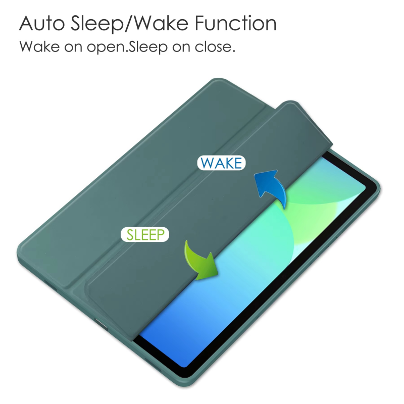 Protective Trifold Flip Cover with Clear Back & Pencil Slot for Galaxy Tab S9 (11 inch), Auto Wake/Sleep