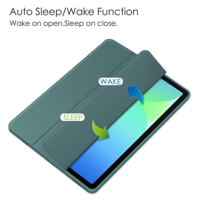 Protective Trifold Flip Cover with Clear Back & Pencil Slot for Galaxy Tab S9 FE (11 inch), Auto Wake/Sleep