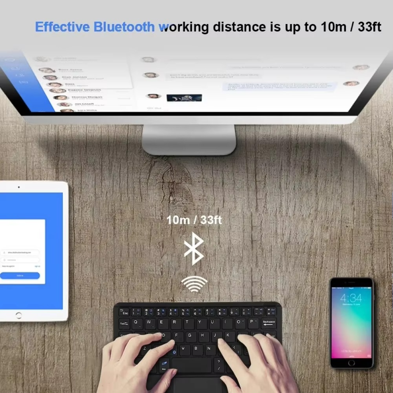 Multi-Device Wireless Bluetooth Keyboard with Touchpad