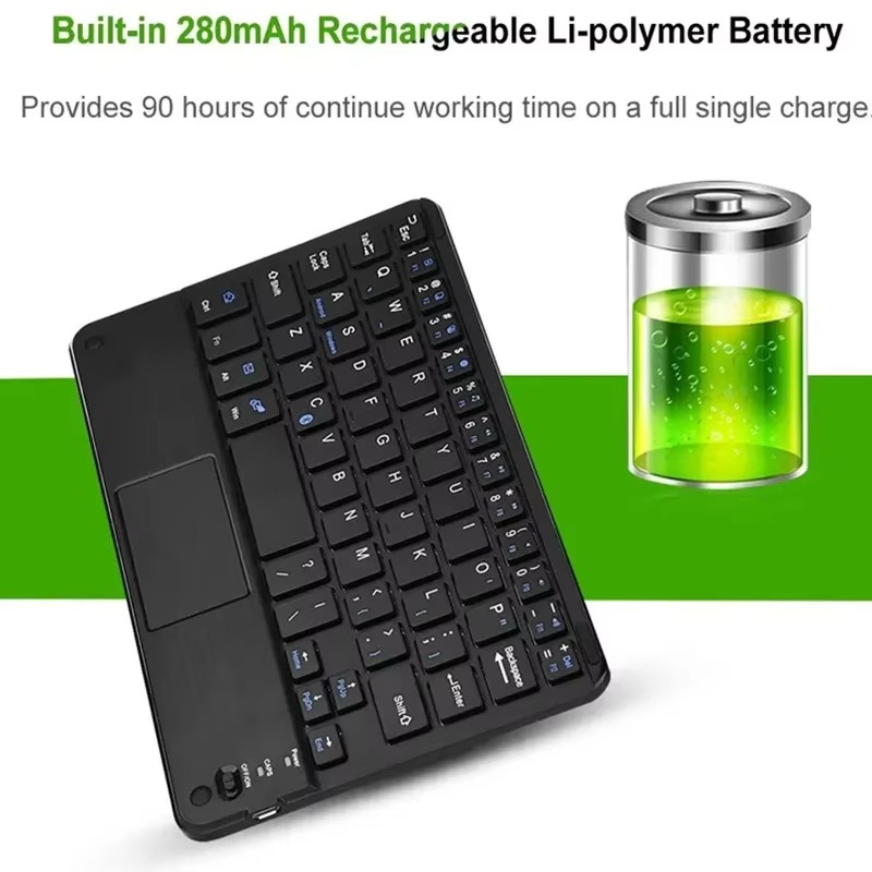 Multi-Device Wireless Bluetooth Keyboard with Touchpad