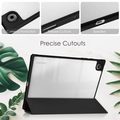 Protective Trifod Flip Cover with Clear Back for Galaxy Tab A8 (10.5- inch) – S Pen Slot Included
