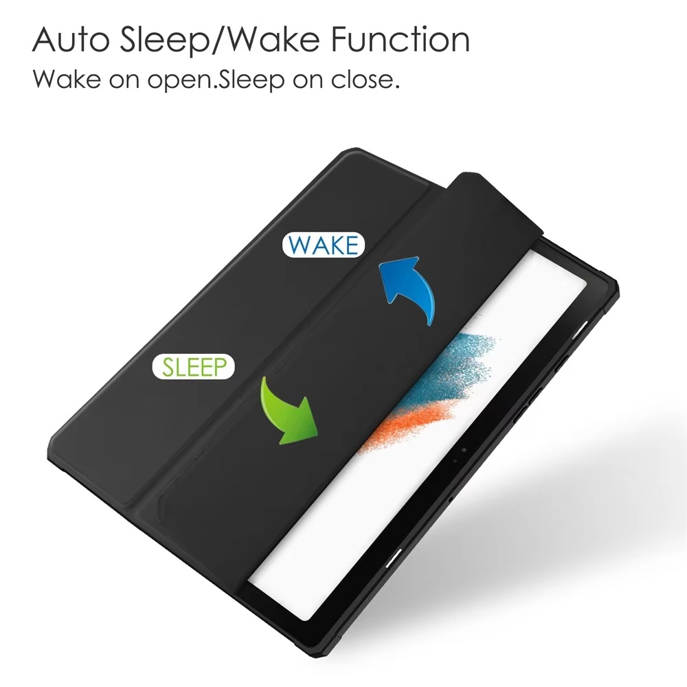 Protective Trifod Flip Cover with Clear Back for Galaxy Tab A8 (10.5- inch) – S Pen Slot Included