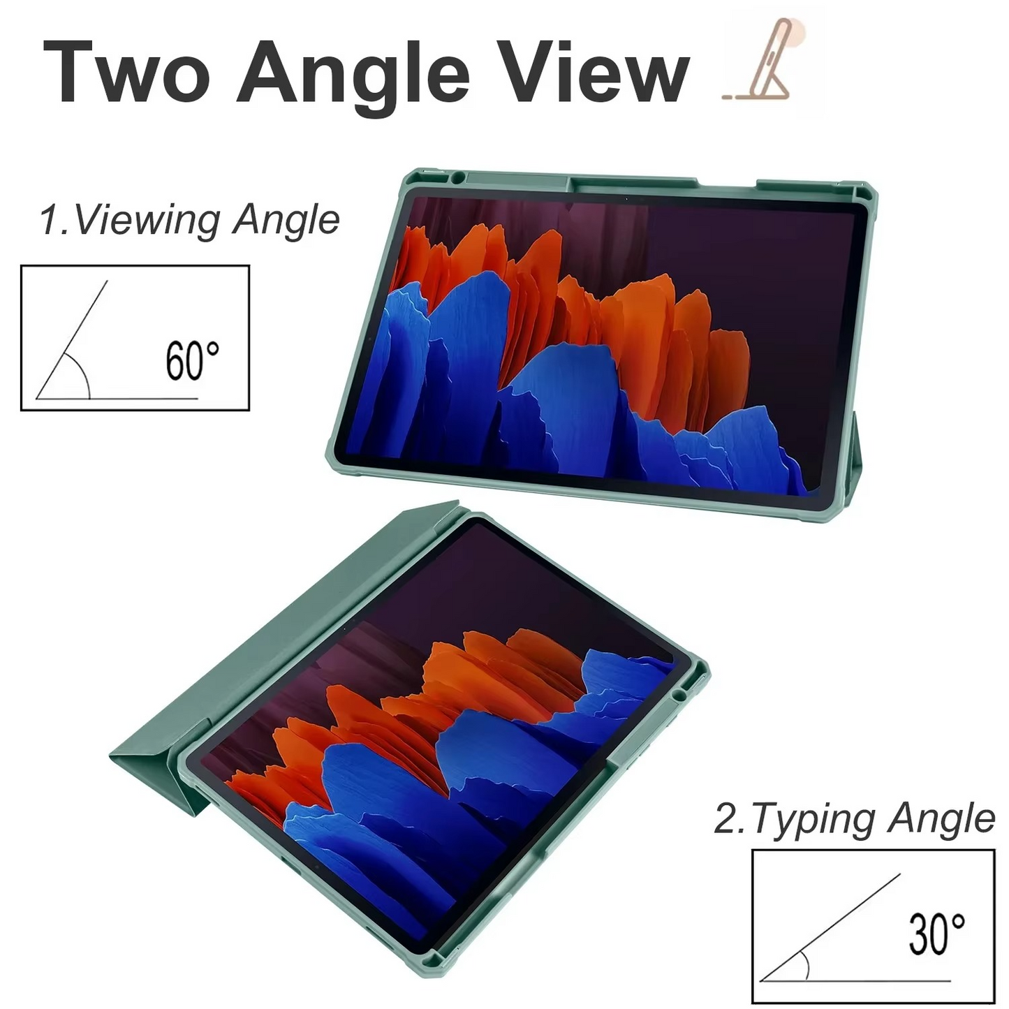 Protective Trifold Flip Cover with Clear Back & Pencil Slot for Galaxy Tab S9 FE Plus (12.4 inch), Auto Wake/Sleep