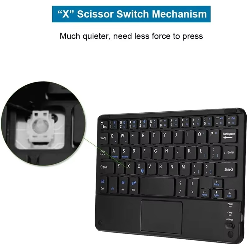 Multi-Device Wireless Bluetooth Keyboard with Touchpad