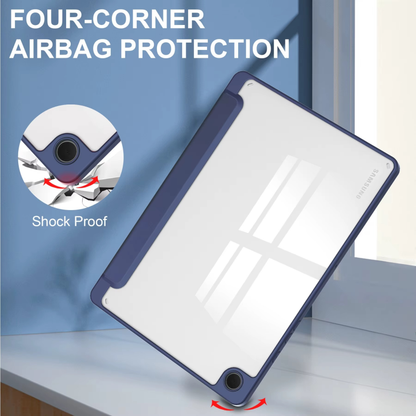 Protective Trifold Flip Cover with Clear Back & Pencil Slot for Galaxy Tab A9 Plus (11.0 inch), Auto Wake/Sleep