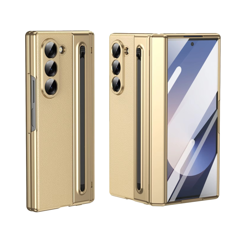 Galaxy Z Fold6 Leather Case with S Pen & Hinge Protection