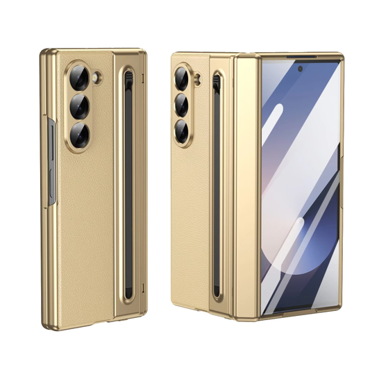 Galaxy Z Fold6 Leather Case with S Pen & Hinge Protection