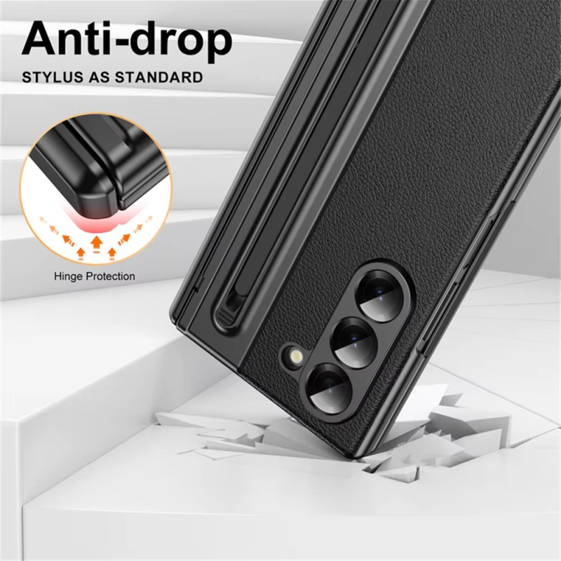 Galaxy Z Fold6 Leather Case with S Pen & Hinge Protection
