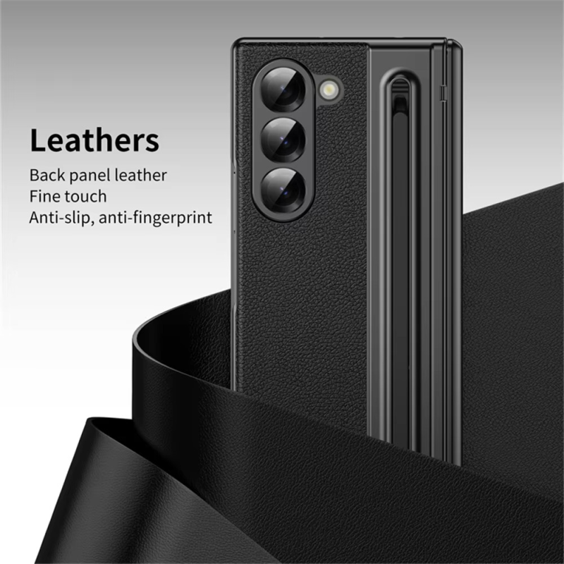 Galaxy Z Fold6 Leather Case with S Pen & Hinge Protection