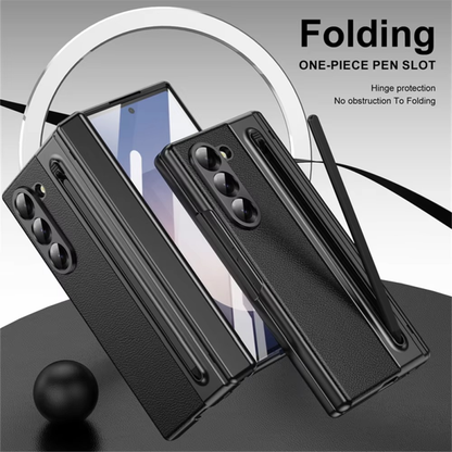 Galaxy Z Fold6 Leather Case with S Pen & Hinge Protection