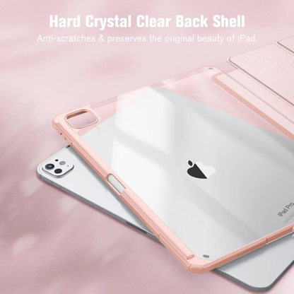 Protective Trifold Case with Clear Back & Pencil Slot for iPad Pro 13-inch (M4) 2025-2024, Auto Wake/Sleep