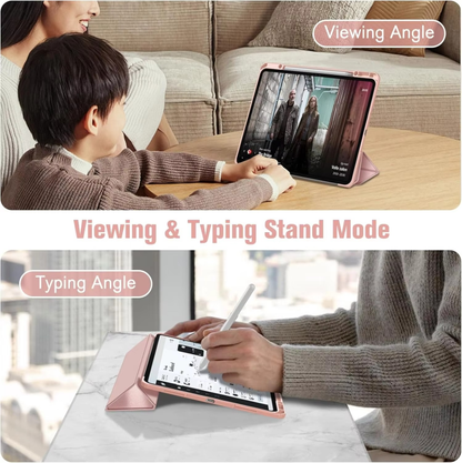 Protective Trifold Case with Clear Back & Pencil Slot for iPad Pro 13-inch (M4) 2025-2024, Auto Wake/Sleep