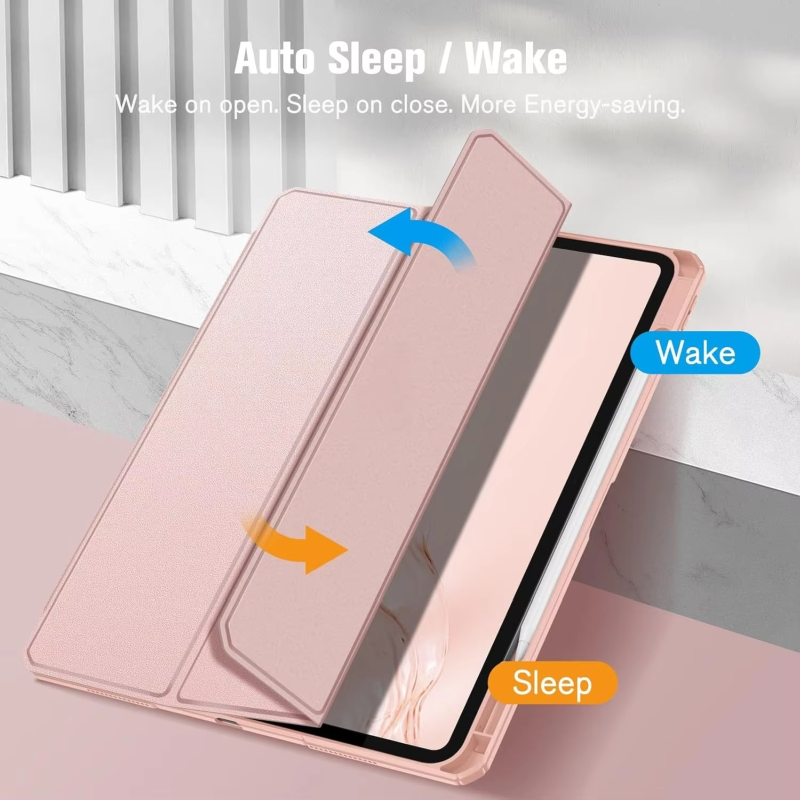 Protective Trifold Case with Clear Back & Pencil Slot for iPad Pro 11-inch (M4) 2025-2024, Auto Wake/Sleep