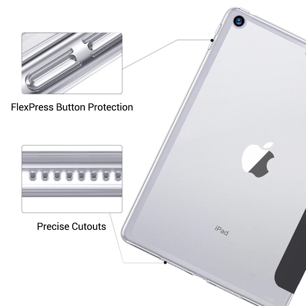 Protective Trifold Case with Clear Back & Pencil Slot for iPad 10.2" (7th, 8th, & 9th Gen.) Auto Wake/Sleep