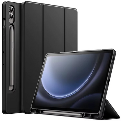 Trifold Smart Flip Cover for Galaxy Tab S9 FE Plus 12.4 inch – S Pen Slot Included