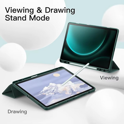 Trifold Smart Flip Cover for Galaxy Tab S9 FE Plus 12.4 inch – S Pen Slot Included