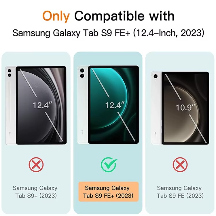 Trifold Smart Flip Cover for Galaxy Tab S9 FE Plus 12.4 inch – S Pen Slot Included