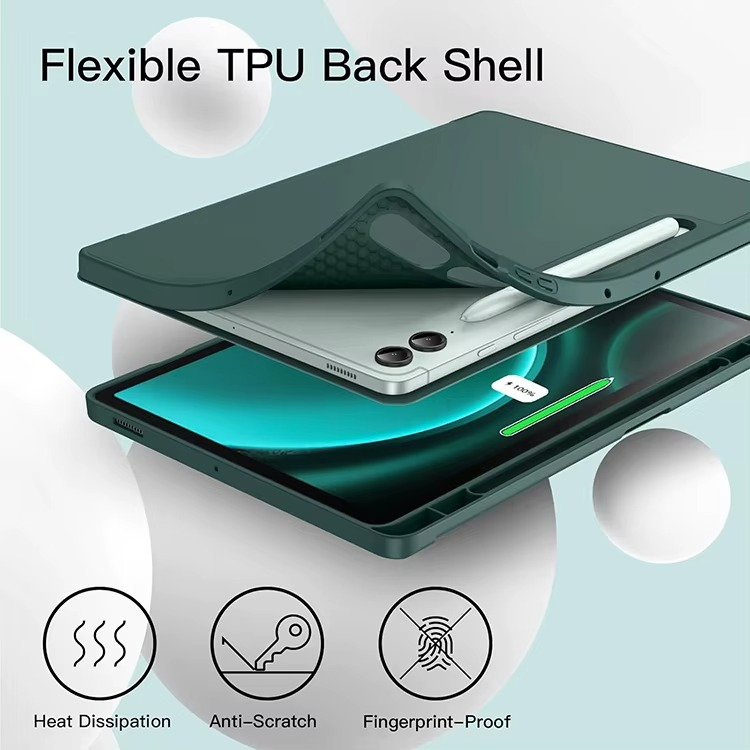Trifold Smart Flip Cover for Galaxy Tab S9 FE Plus 12.4 inch – S Pen Slot Included