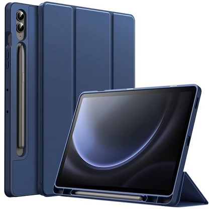 Trifold Smart Flip Cover for Galaxy Tab S9 FE Plus 12.4 inch – S Pen Slot Included