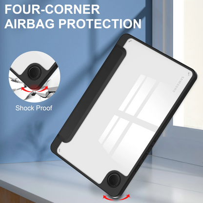Protective Trifold Flip Cover with Clear Back & Pencil Slot for Galaxy Tab A9 (8.7 inch), Auto Wake/Sleep