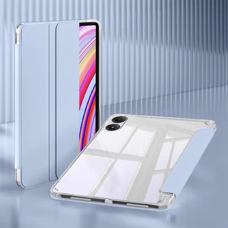 Protective Trifold Flip Cover with Clear Back & Pencil Slot for Redmi Pad Pro 12.1 inch Auto Wake/Sleep