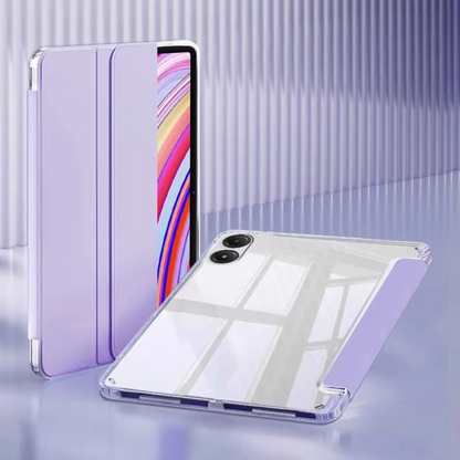 Protective Trifold Flip Cover with Clear Back & Pencil Slot for Redmi Pad Pro 12.1 inch Auto Wake/Sleep