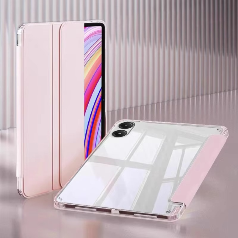 Protective Trifold Flip Cover with Clear Back & Pencil Slot for Redmi Pad Pro 12.1 inch Auto Wake/Sleep