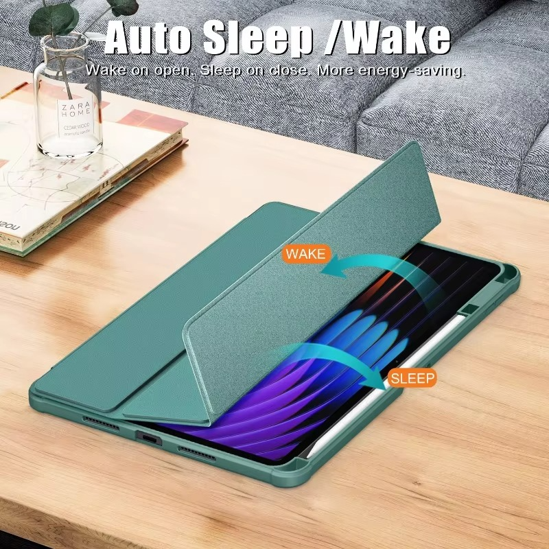 Protective Trifold Flip Cover with Clear Back & Pencil Slot for Redmi Pad 7, 11.16" Auto Wake/Sleep