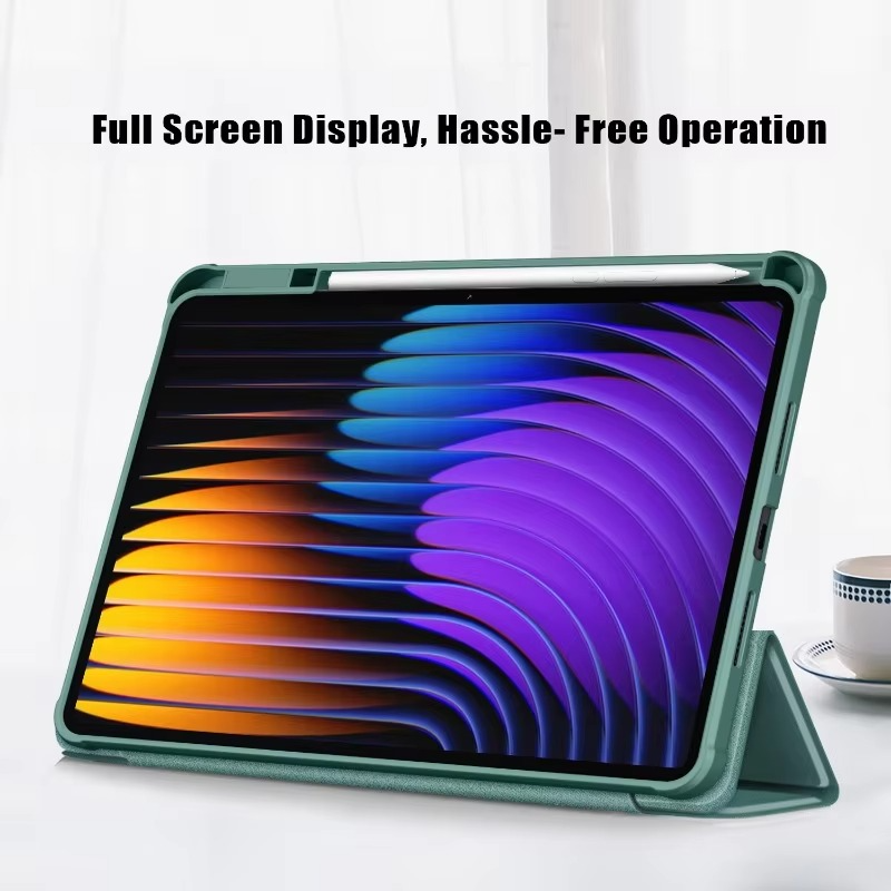 Protective Trifold Flip Cover with Clear Back & Pencil Slot for Redmi Pad 7, 11.16" Auto Wake/Sleep