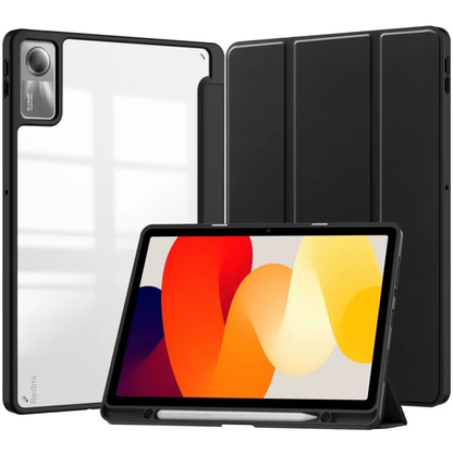 Protective Trifold Flip Cover with Clear Back & Pencil Slot for Redmi SE 5G (11 inch) Auto Wake/Sleep