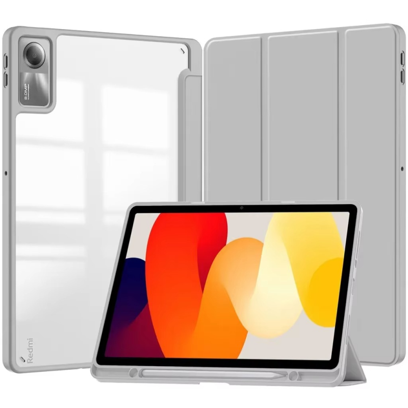 Protective Trifold Flip Cover with Clear Back & Pencil Slot for Redmi SE 5G (11 inch) Auto Wake/Sleep