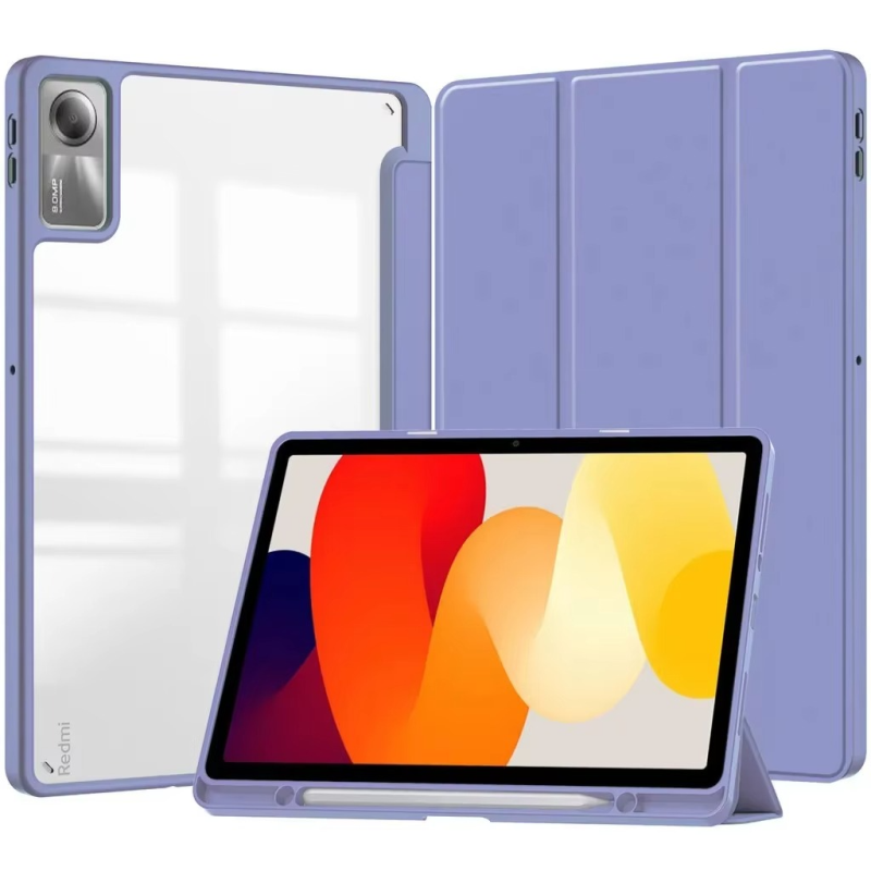 Protective Trifold Flip Cover with Clear Back & Pencil Slot for Redmi SE 5G (11 inch) Auto Wake/Sleep