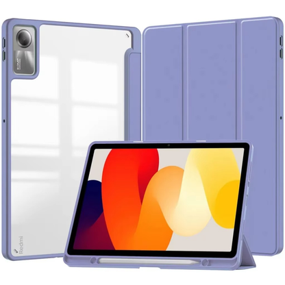 Protective Trifold Flip Cover with Clear Back & Pencil Slot for Redmi SE 5G (11 inch) Auto Wake/Sleep