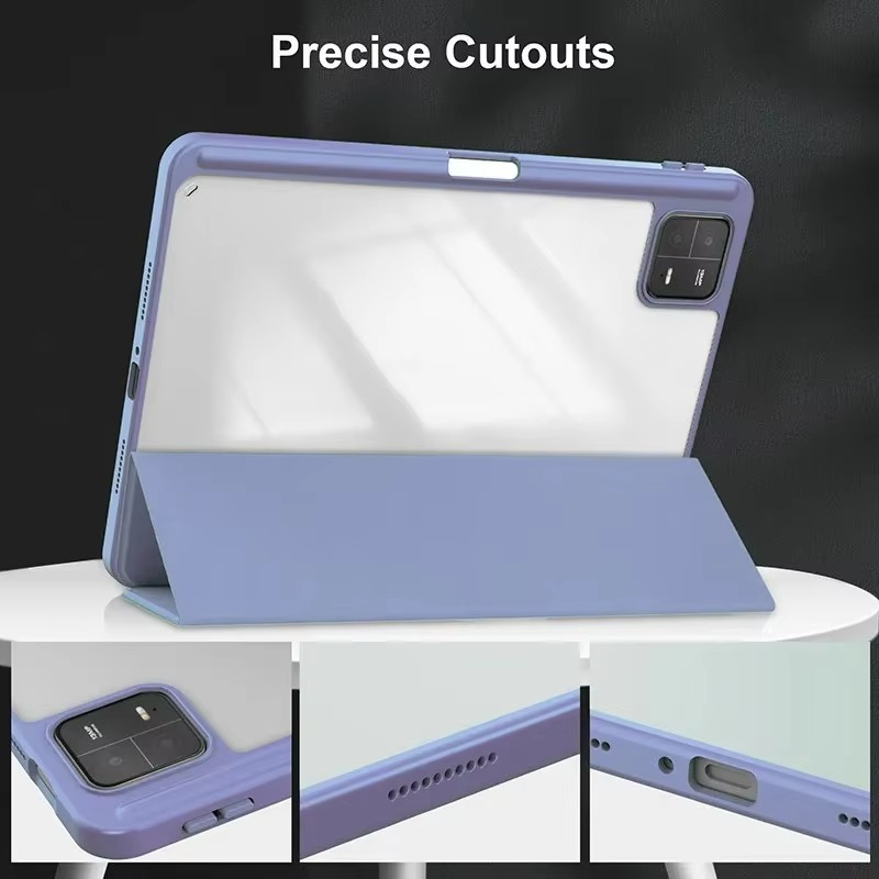 Protective Trifold Flip Cover with Clear Back & Pencil Slot for Redmi SE 5G (11 inch) Auto Wake/Sleep