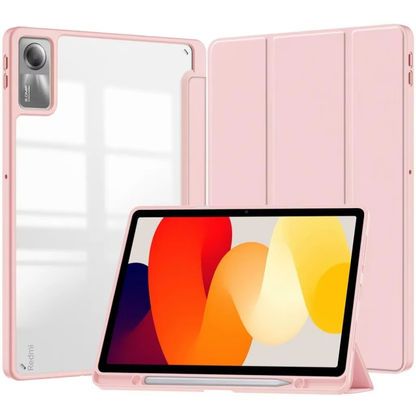 Protective Trifold Flip Cover with Clear Back & Pencil Slot for Redmi SE 5G (11 inch) Auto Wake/Sleep