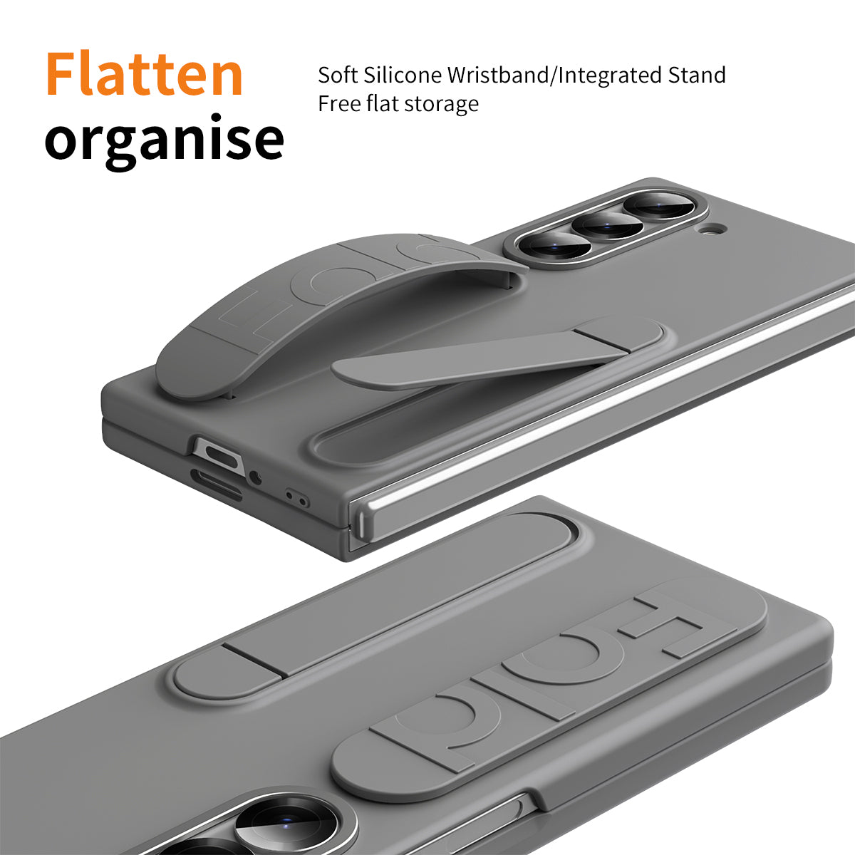 Samsung Galaxy Z Fold6 Soft Silicone Stand Case with Wrist Strap