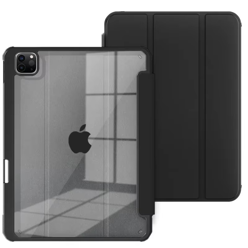 Protective Trifold Case with Clear Back & Pencil Slot for iPad Pro 12.9-inch (4th Gen.), Auto Wake/Sleep