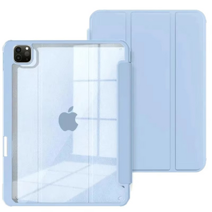 Protective Trifold Case with Clear Back & Pencil Slot for iPad Pro 12.9-inch (5th Gen), Auto Wake/Sleep