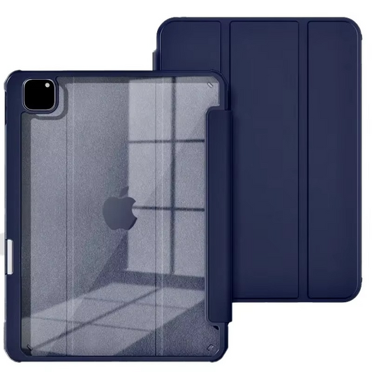 Protective Trifold Case with Clear Back & Pencil Slot for iPad Pro 12.9-inch (5th Gen), Auto Wake/Sleep